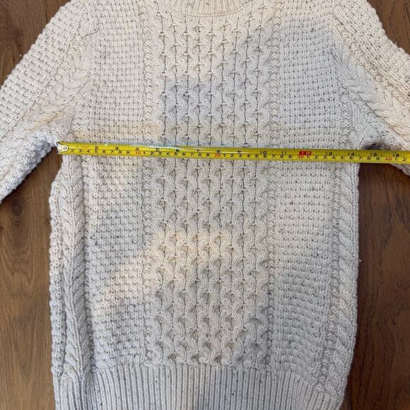 Fisherman-style Crewneck Chunky‎ Sweater Cotton/Wool/Nylon Small Cream - Picture 7 of 8